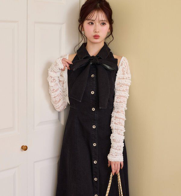  「【Denim Collection】ボレロセットサイドカットロングワンピ」|ワンピース|