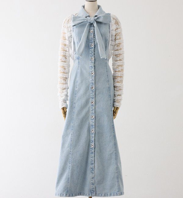  「【Denim Collection】ボレロセットサイドカットロングワンピ」|ワンピース|