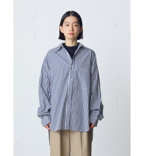 MidiUmi「MidiUmi パターンビッグシャツ」|シャツ・ブラウス|ブルーストライプ