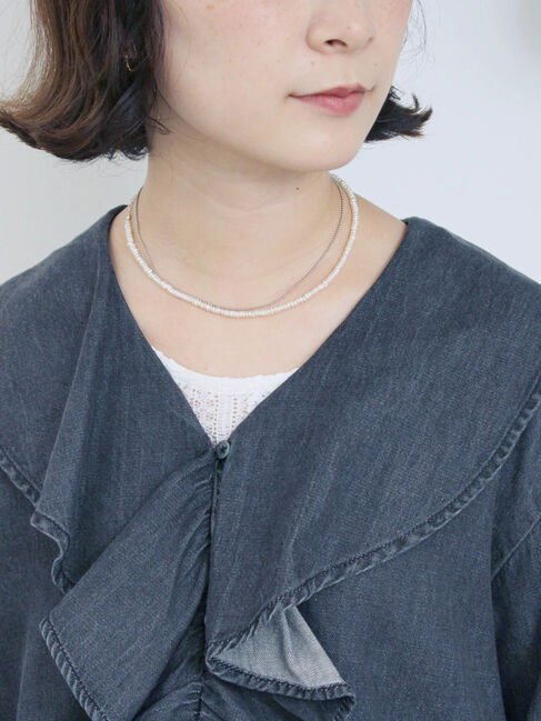 Samansa Mos2 blue「【ECO DENIM 】フリルブラウス」|シャツ・ブラウス|