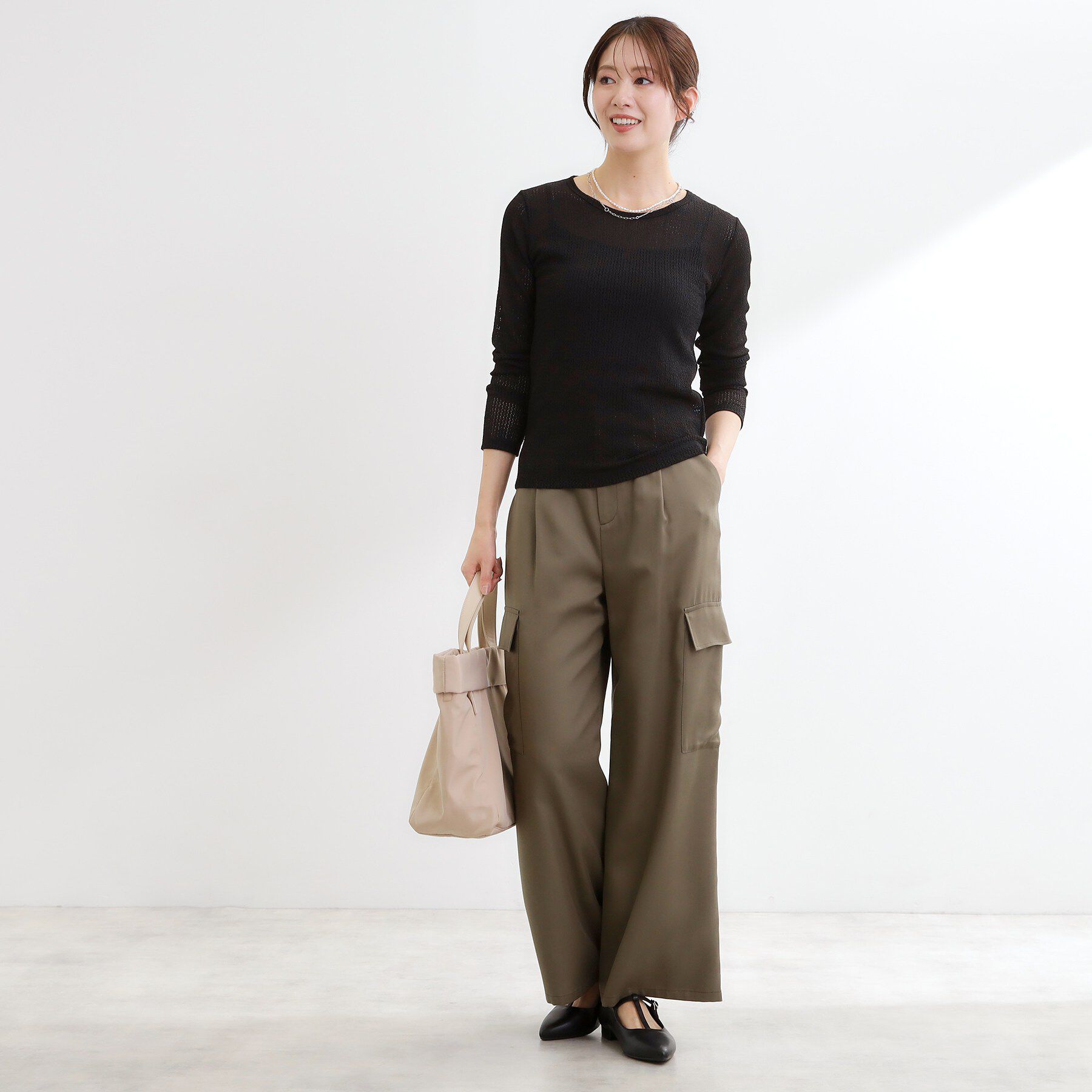 Reflect「【インナーにおすすめ◎】クルーネックレースジャージトップス」|Tシャツ・カットソー|