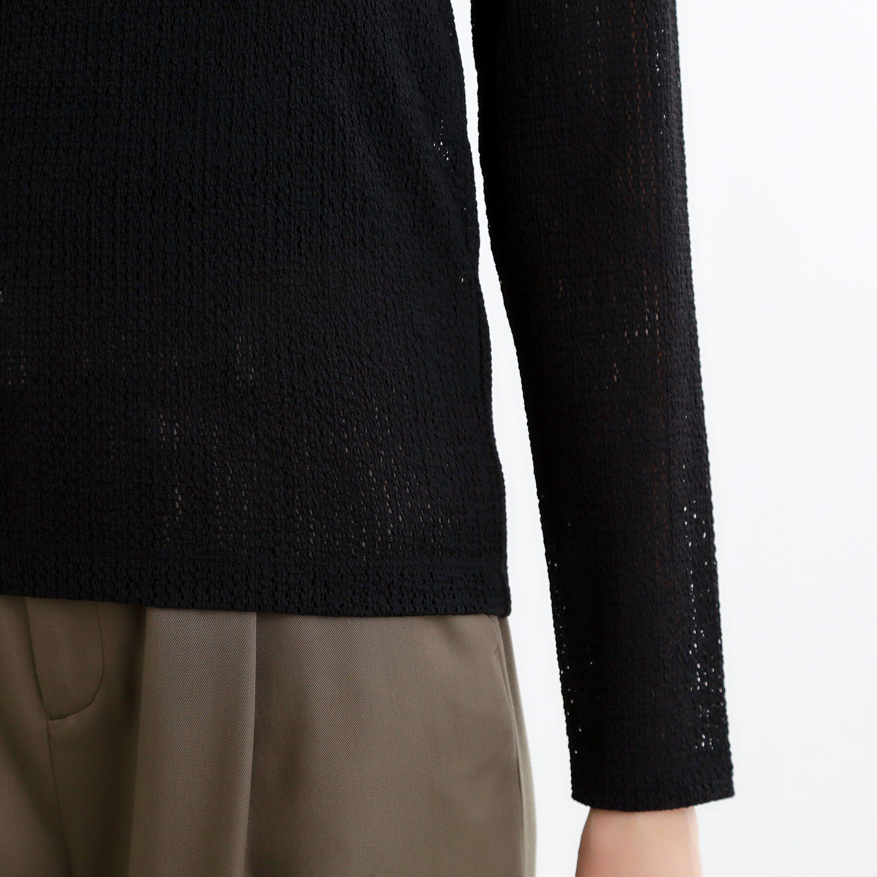 Reflect「【インナーにおすすめ◎】クルーネックレースジャージトップス」|Tシャツ・カットソー|