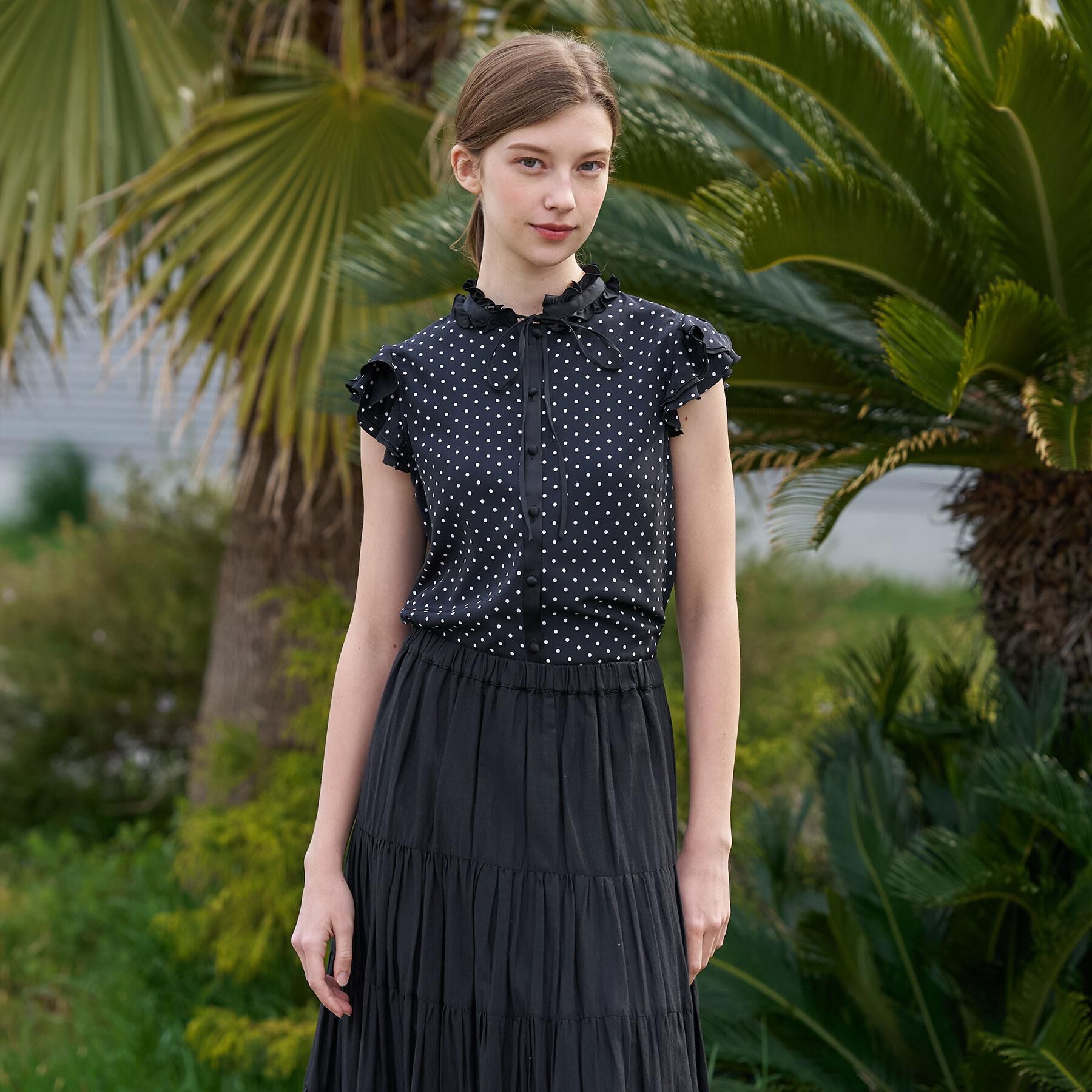 DRESSTERIOR「【otonaMUSE5月号掲載/着映え/ウォッシャブル】ドットプリントウィングスリーブブラウス」|シャツ・ブラウス|