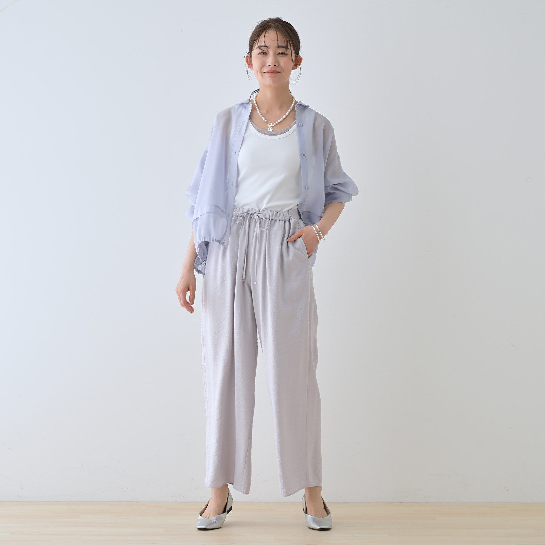 INDIVI「【洗える／UVケア／SETUP可能】ドロストワイドパンツ」|その他|