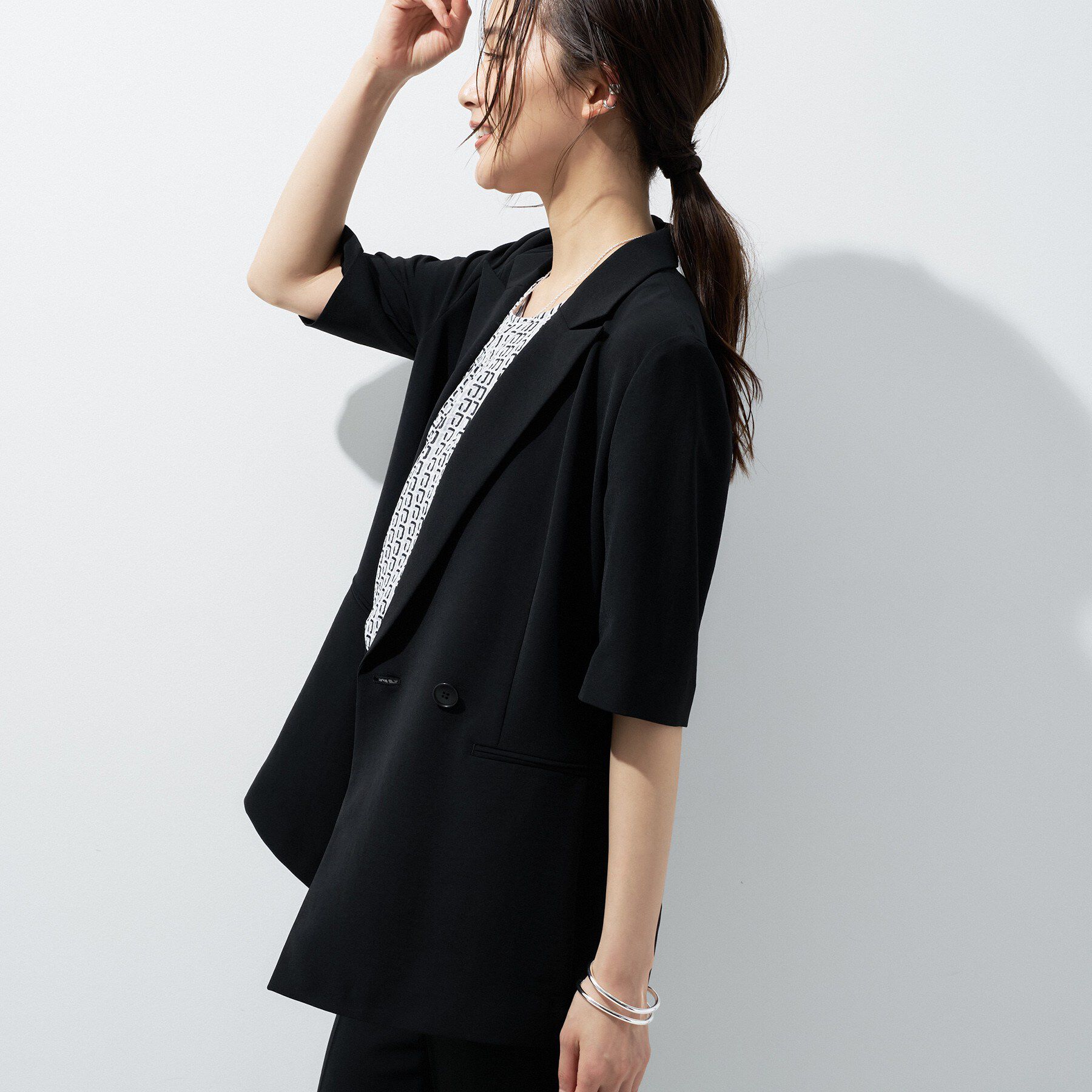 INDIVI「【着る日傘】ハーフスリーブダブルジャケット」|テーラードジャケット|