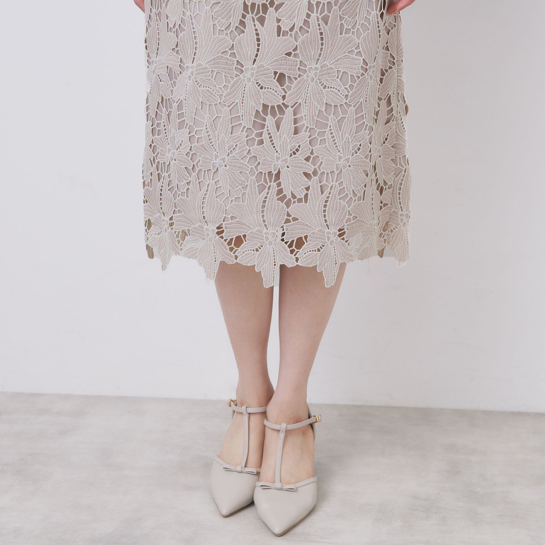 index「《S-3Lサイズ》バイカラーレースタイトスカート【洗濯機洗い可】」|スカート|