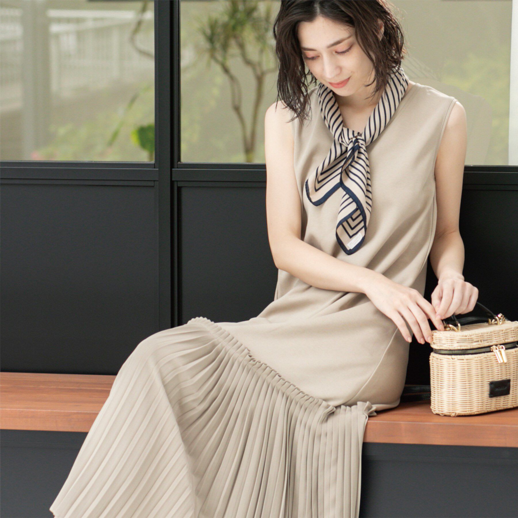 OPAQUE.CLIP「プリーツ切替ノースリーブワンピース【洗濯機洗い可】」|ワンピース|