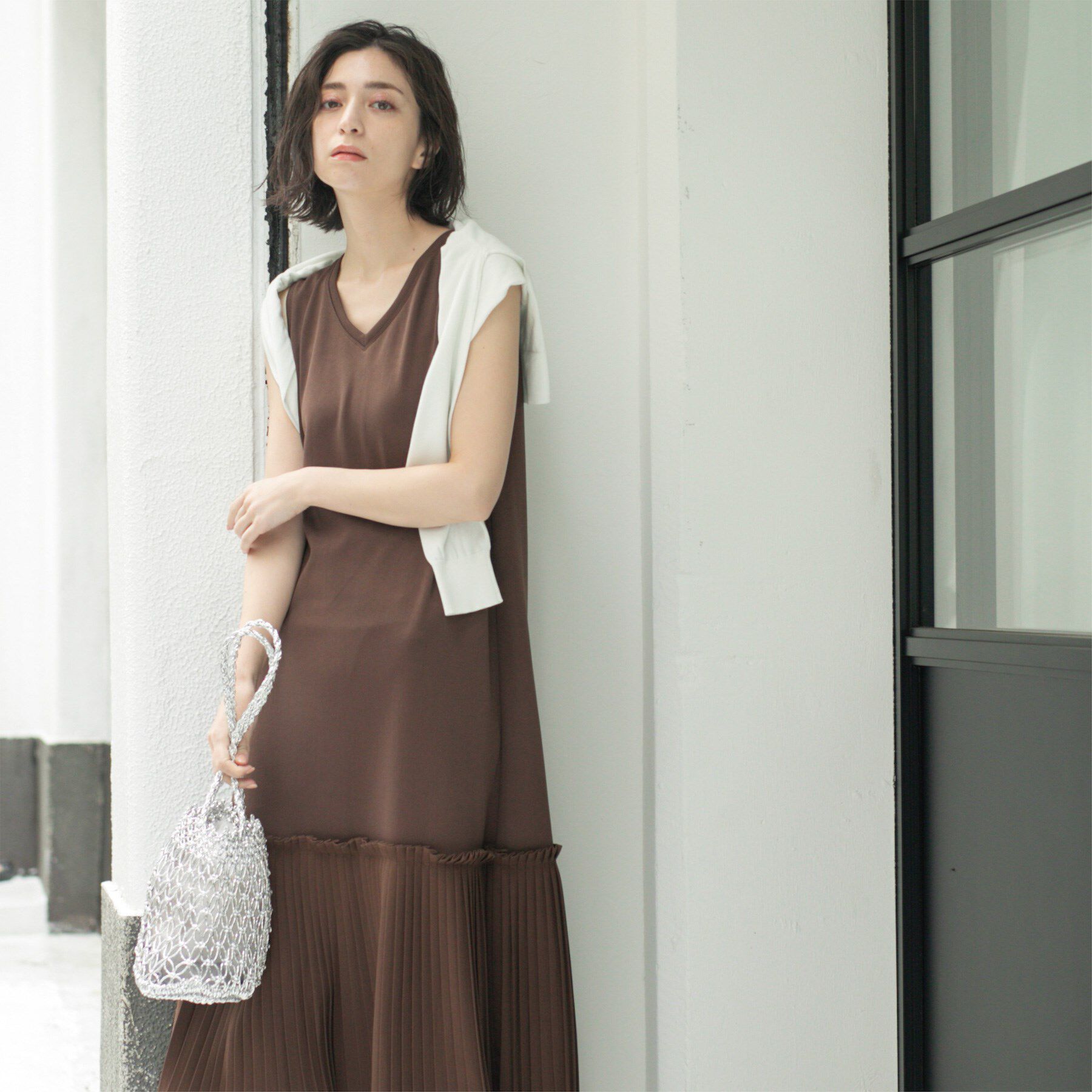 OPAQUE.CLIP「プリーツ切替ノースリーブワンピース【洗濯機洗い可】」|ワンピース|