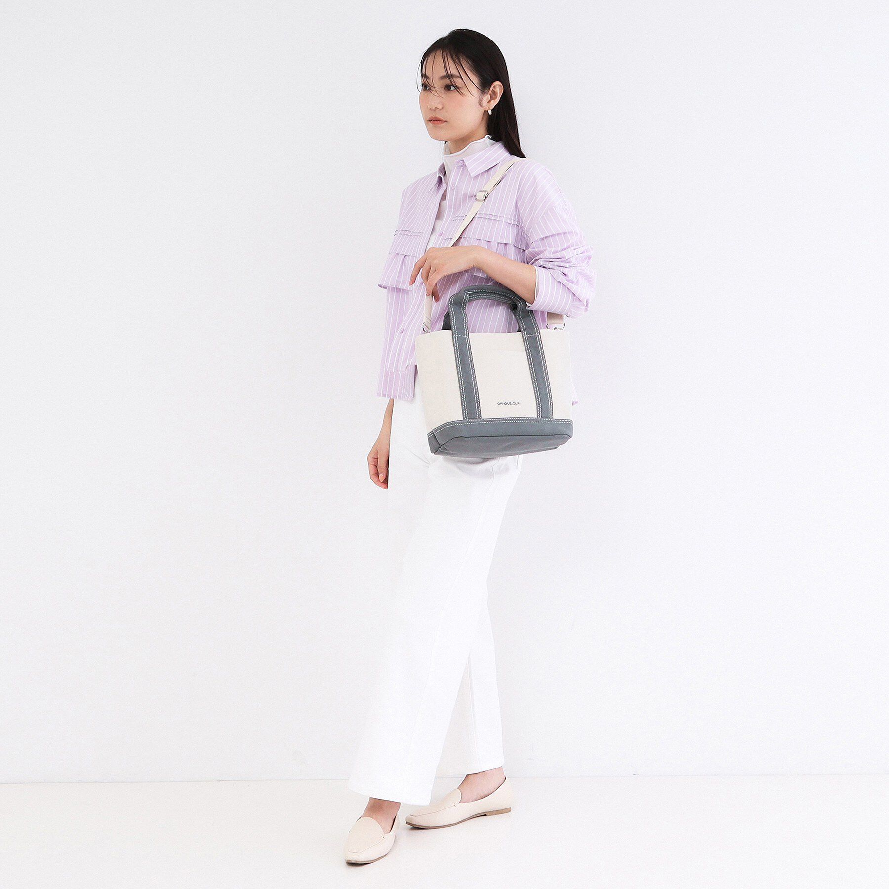 OPAQUE.CLIP「2WAYバイカラー帆布ミドルトート」|トートバッグ|