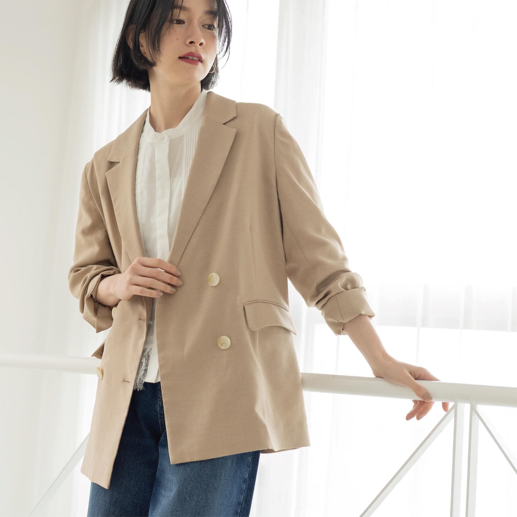 OPAQUE.CLIP「ダブルブレストジャケット【洗える/UVケア/防シワ加工/接触冷感】」|テーラードジャケット|