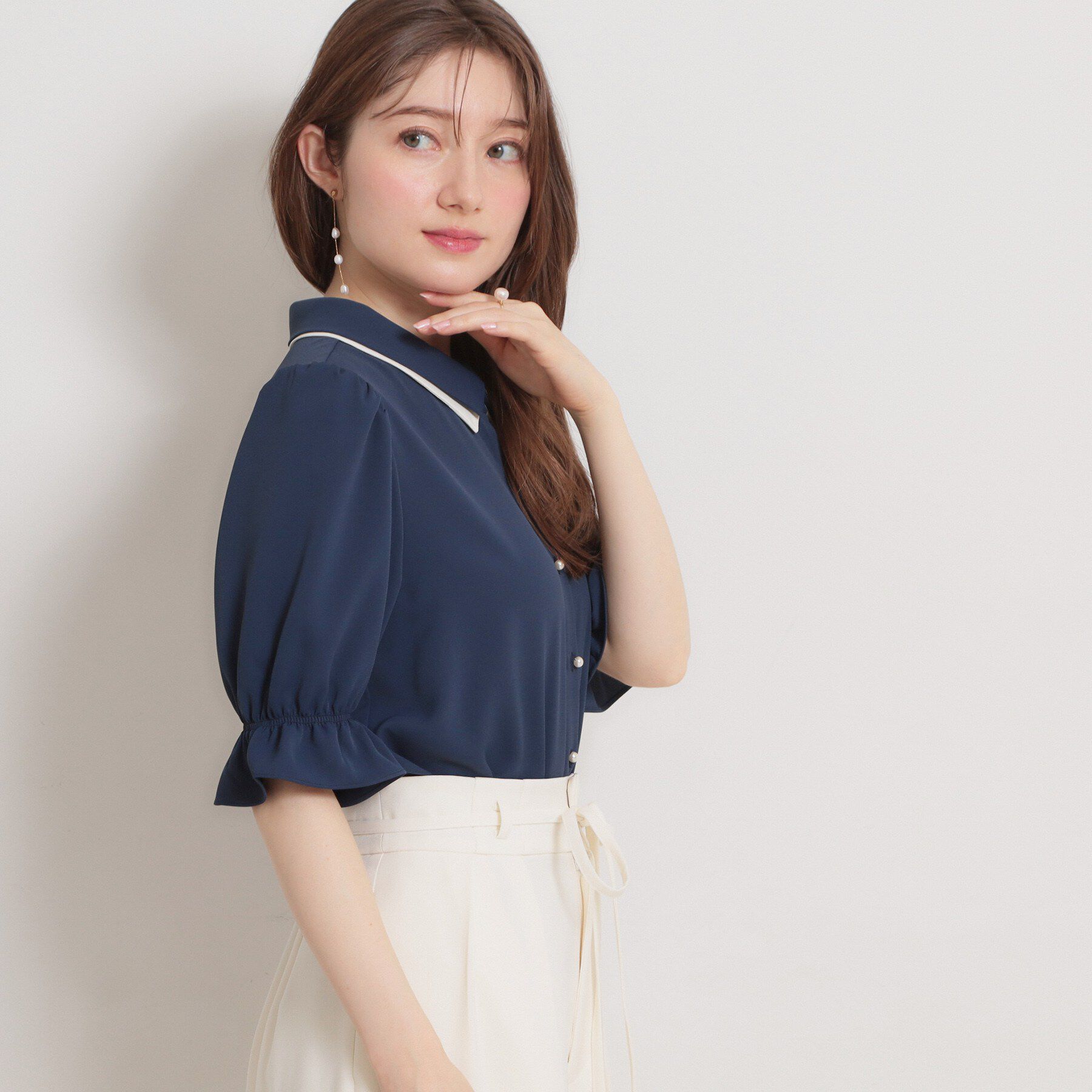 Couture broach「【通勤】ダブルカラー ブラウス」|シャツ・ブラウス|