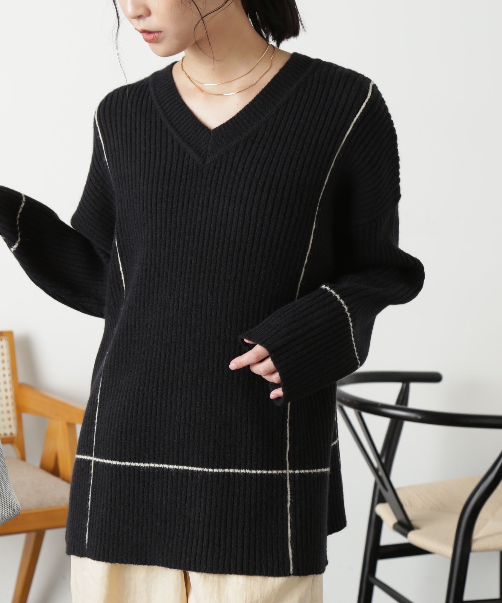  「2Wayネックウォーマー付きニット」|ニット・セーター|