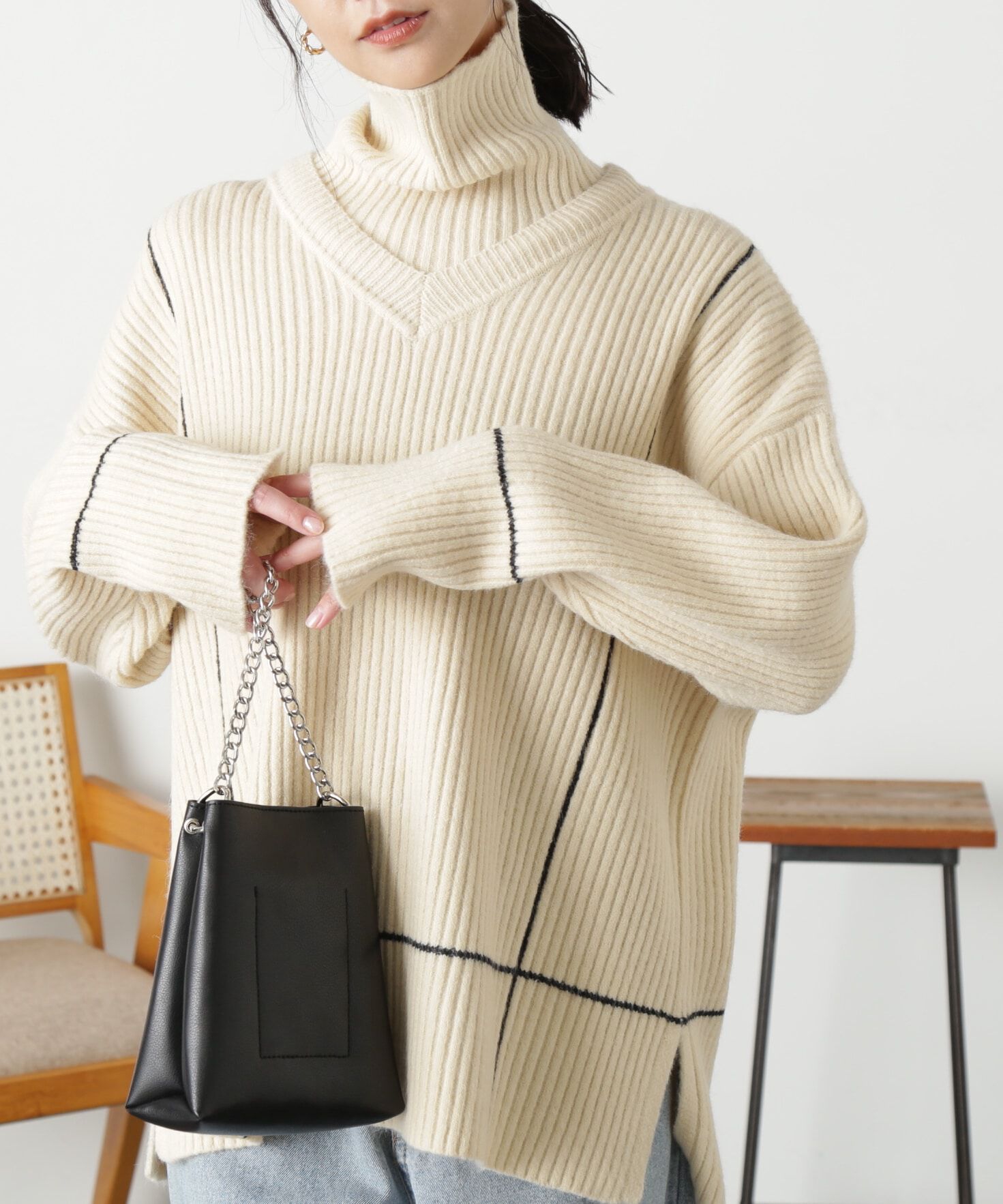  「2Wayネックウォーマー付きニット」|ニット・セーター|