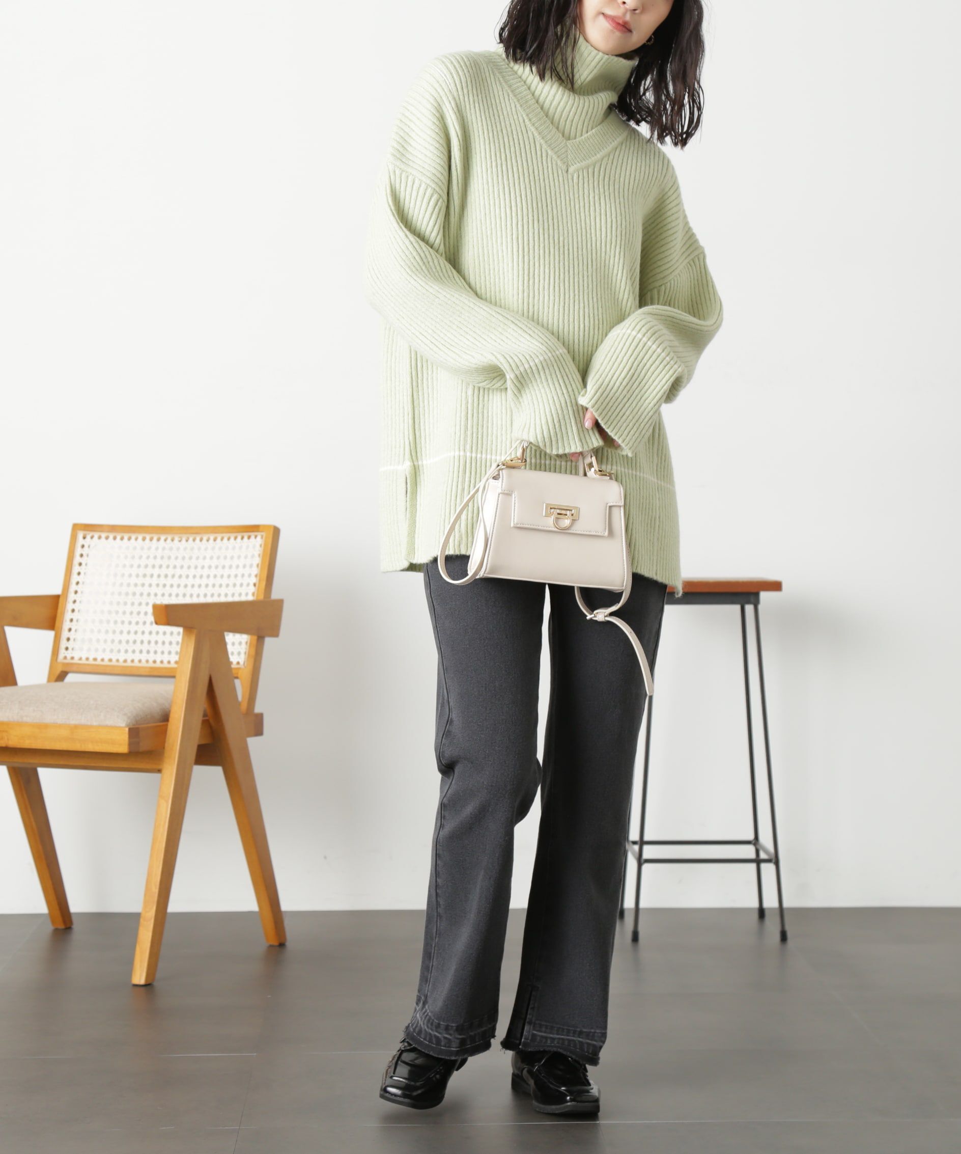  「2Wayネックウォーマー付きニット」|ニット・セーター|