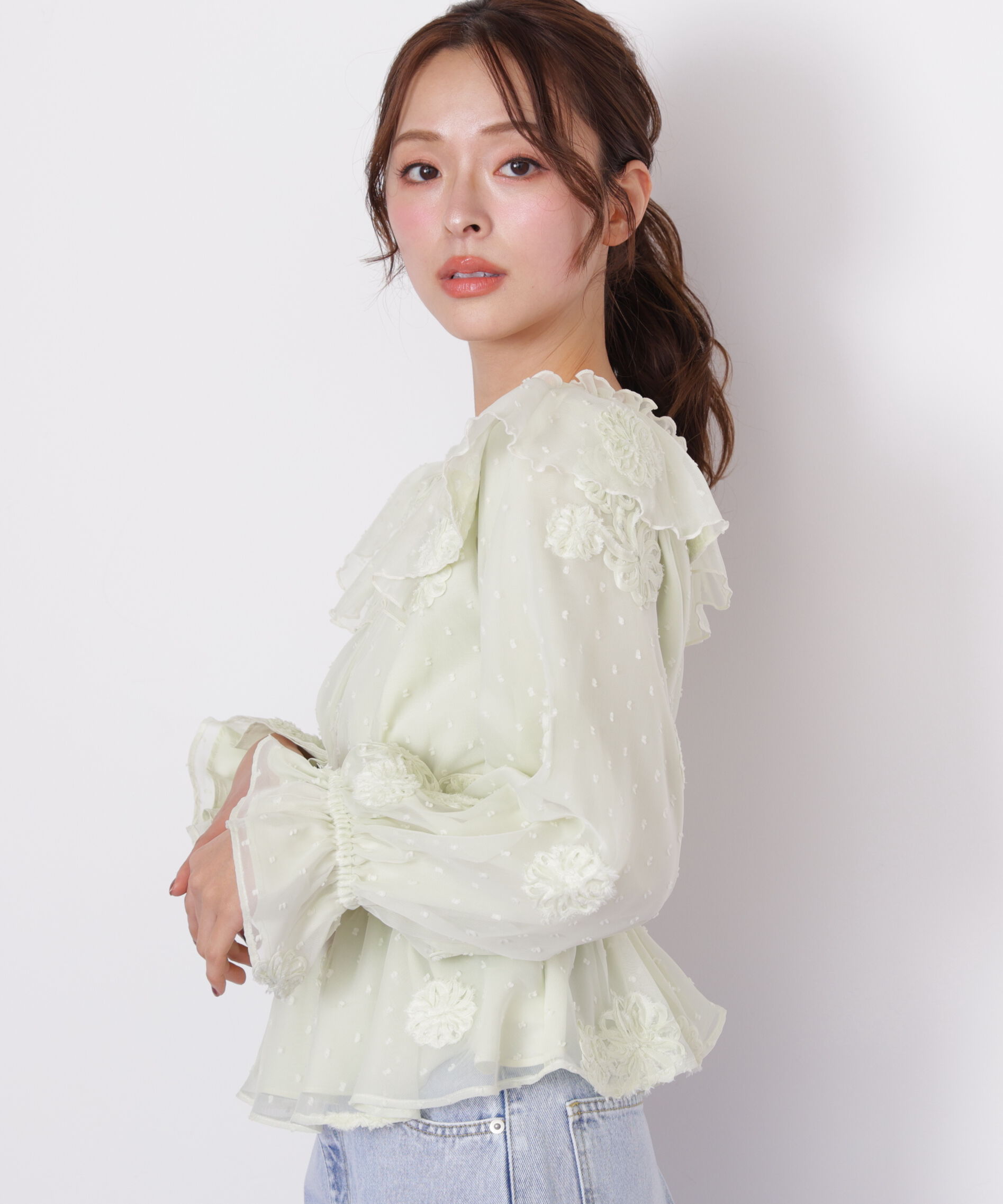  「2way立体レースブラウス」|シャツ・ブラウス|