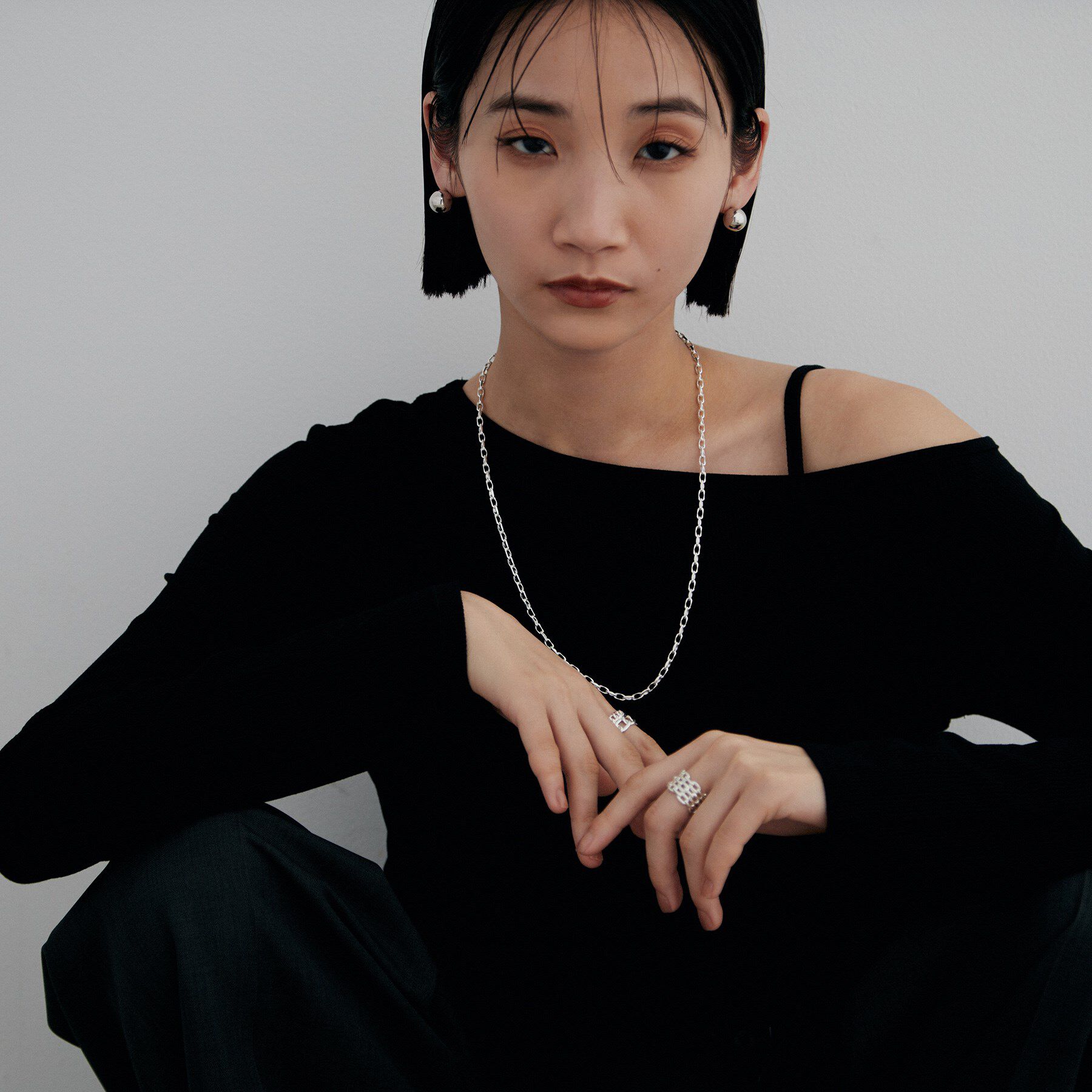 COCOSHNIK ONKITSCH「シルバー ホロウピアス ボールスタッドM」|ピアス|