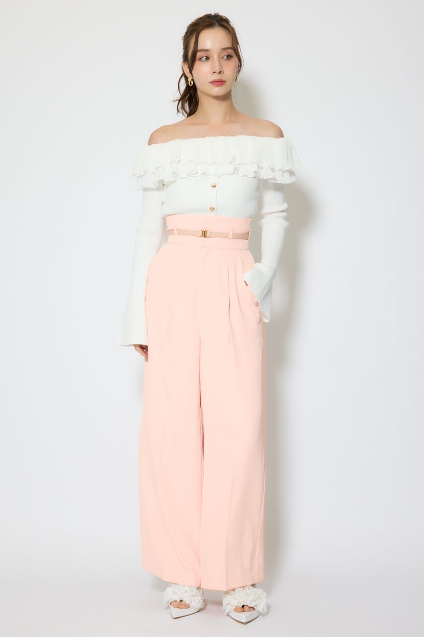 rienda「ベルトポイントハイウエストワイドパンツ」|その他|