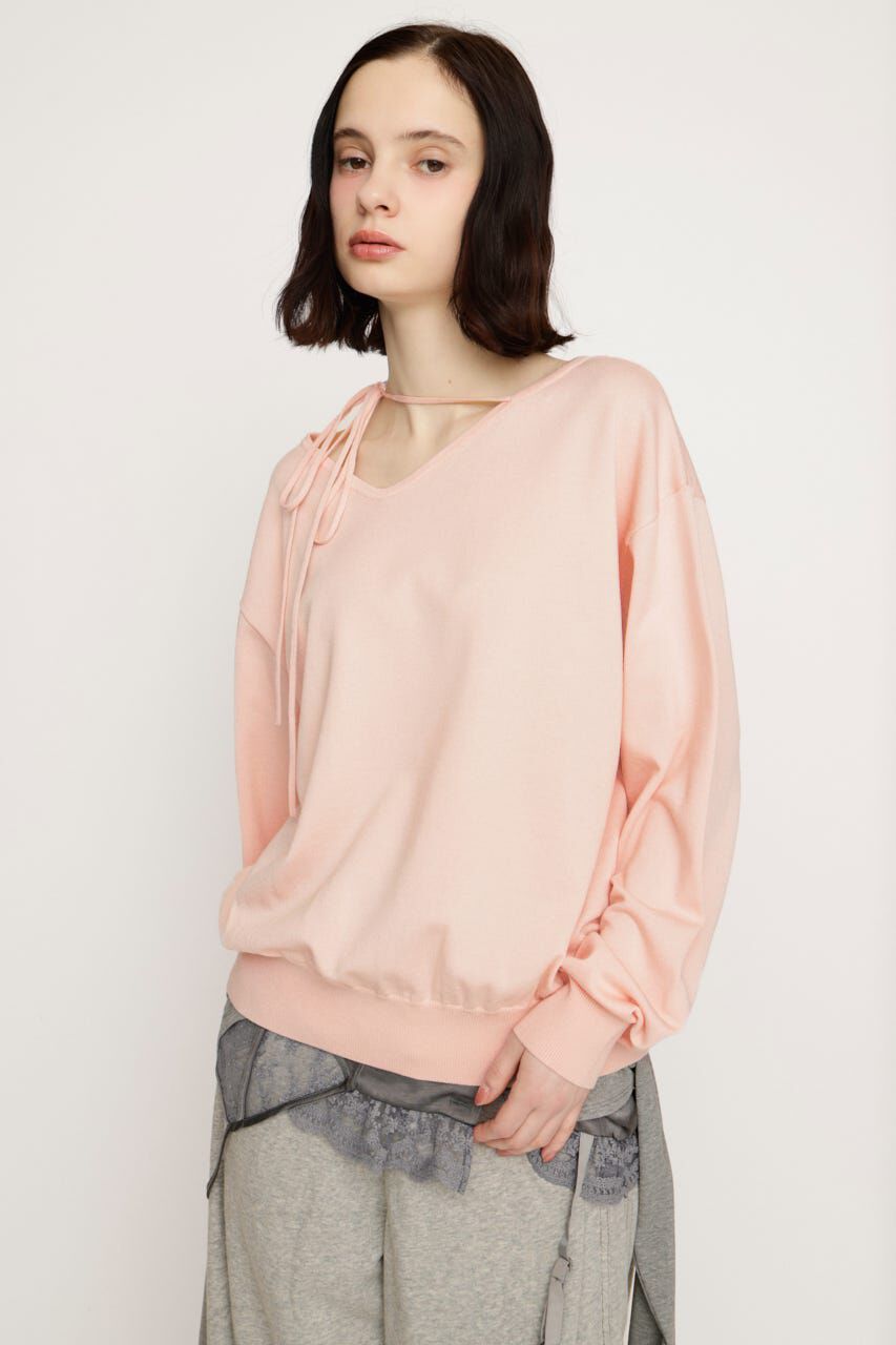 SLY「ASYMMETRY NECK LOOSE トップス」|ニット・セーター|L/PNK1
