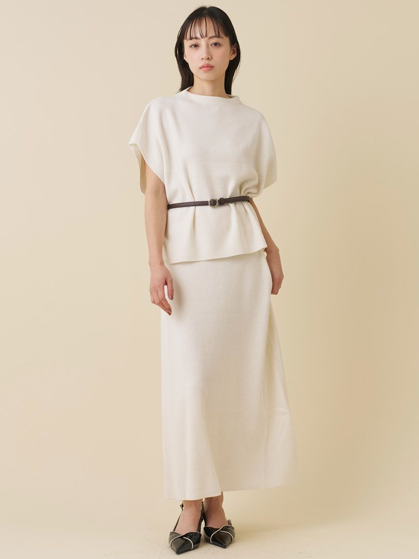 SNIDEL「ベルト付きケープ風ニットアップ」|ワンピース|OWHT