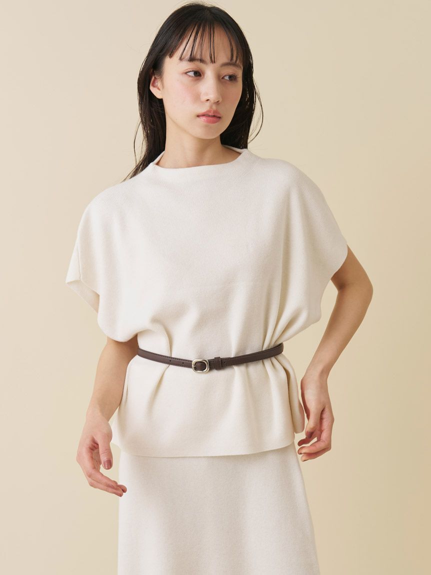 SNIDEL「ベルト付きケープ風ニットアップ」|ワンピース|