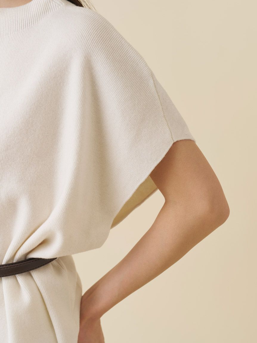 SNIDEL「ベルト付きケープ風ニットアップ」|ワンピース|