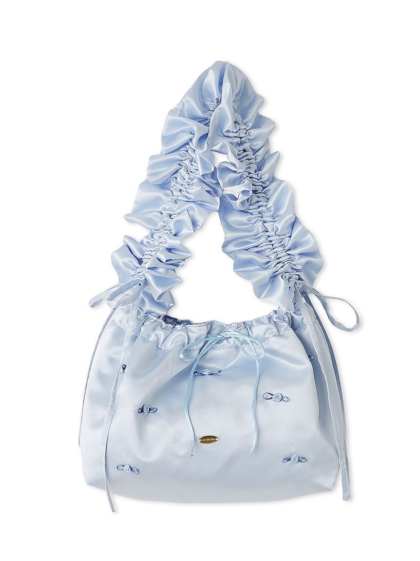 LILY BROWN Lingerie「【LILY BROWN Lingerie】サテンバケットバッグ～プティ ローズ～」|ハンドバッグ|SAX