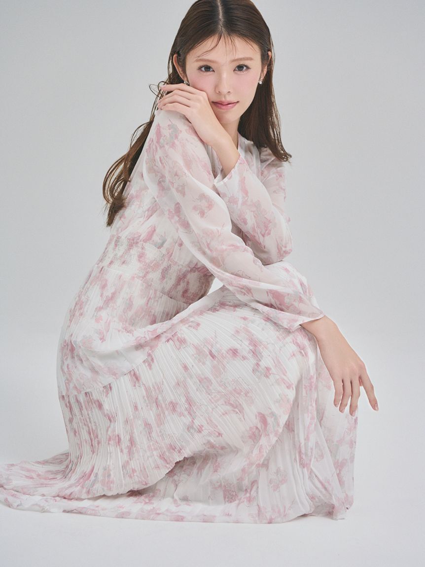 CELFORD「マーブルフラワープリントワンピース」|ワンピース|