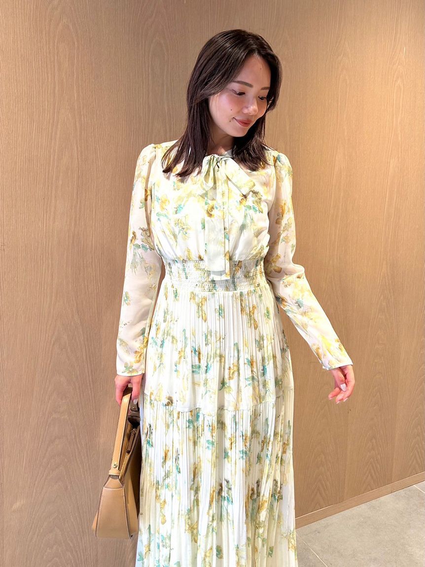 CELFORD「マーブルフラワープリントワンピース」|ワンピース|