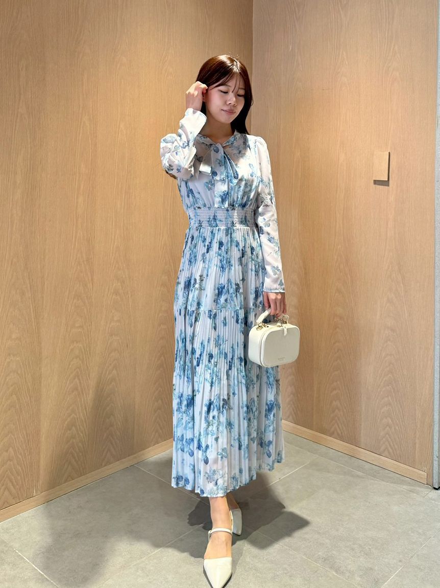 CELFORD「マーブルフラワープリントワンピース」|ワンピース|