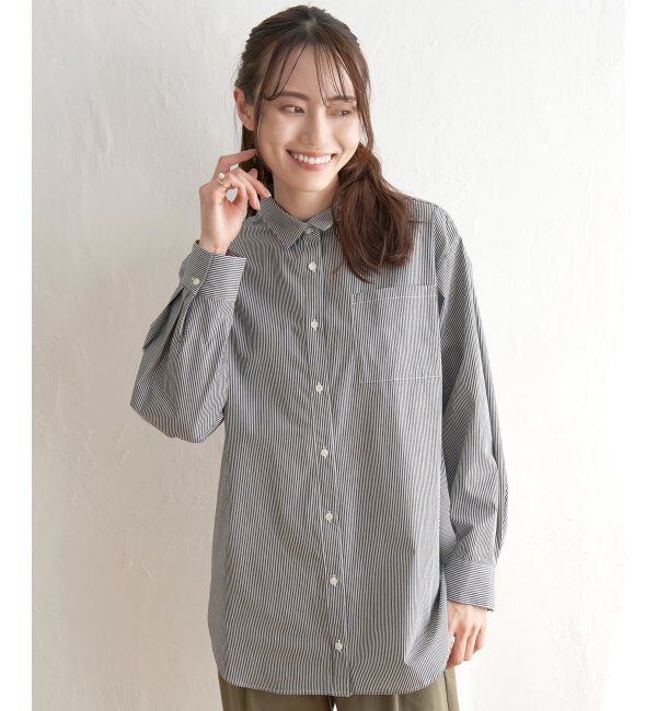 ikka「ストライプ長袖シャツ」|シャツ・ブラウス|
