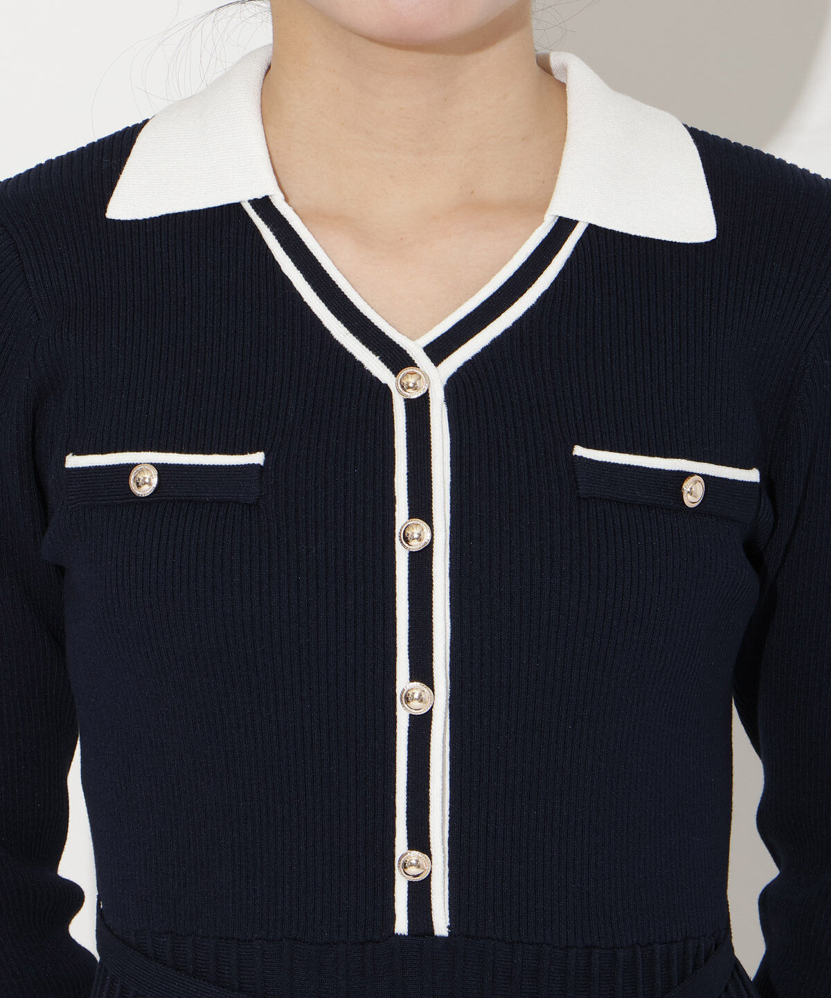 WILLSELECTION「バイカラープリーツニットワンピース」|ワンピース|