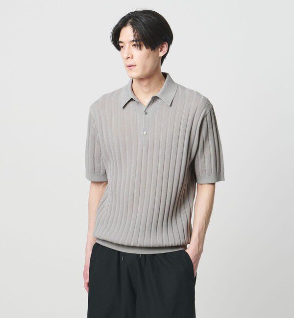 UNITED ARROWS「シャーリーカーン ワイドリブ ニットポロシャツ」|ポロシャツ|LT.GRAY
