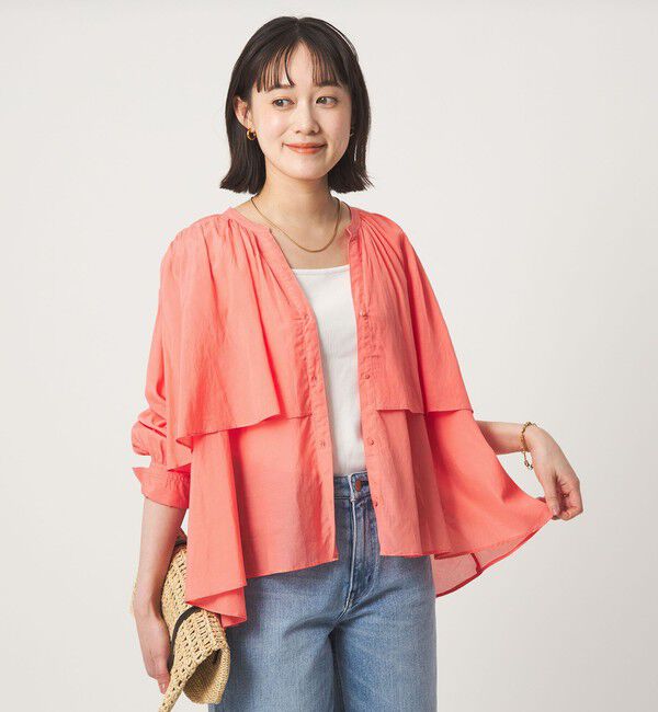 UNITED ARROWS green label relaxing「［size SHORTあり］ボイル レイヤー ギャザー ブラウス」|シャツ・ブラウス|PINK