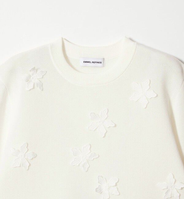 EMMEL REFINES「＜EMMEL REFINES＞EM HW フラワーモチーフ ショートスリーブ ニット」|ニット・セーター|