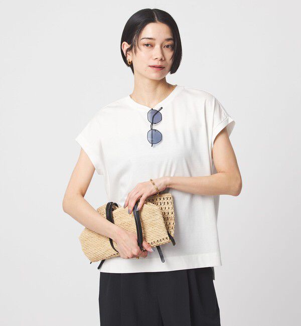 UNITED ARROWS green label relaxing「グロッシー フレンチスリーブ Tシャツ 制菌」|Tシャツ・カットソー|OFF WHITE