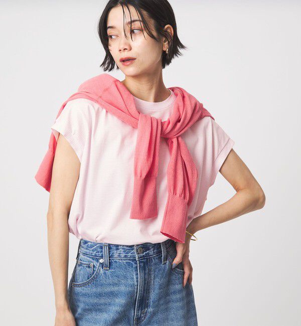 UNITED ARROWS green label relaxing「グロッシー フレンチスリーブ Tシャツ 制菌」|Tシャツ・カットソー|