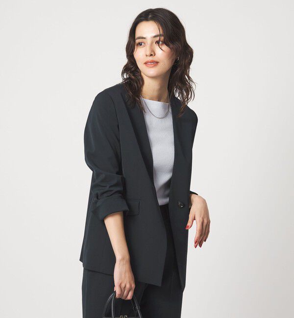 UNITED ARROWS green label relaxing「［size SHORTあり］サラフール ノーラペル ジャケット ストレッチ 接触冷感 UVカット」|ノーカラージャケット|