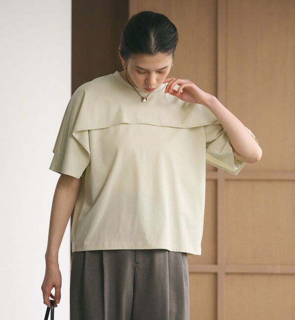 BEAUTY&YOUTH UNITED ARROWS「【WEB限定 Wardrobe DAILY MINIMAL】ケープフリル ショートスリーブプルオーバー UVカット 接触冷感」|Tシャツ・カットソー|