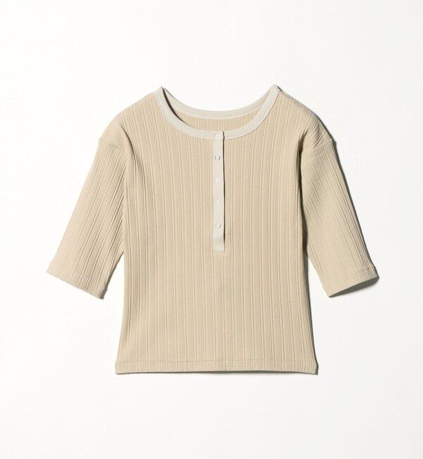 BEAUTY&YOUTH UNITED ARROWS「【WEB限定】ランダムリブ ヘンリーネック スナップ 5分袖Tシャツ」|Tシャツ・カットソー|