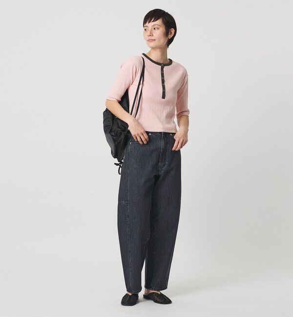BEAUTY&YOUTH UNITED ARROWS「【WEB限定】ランダムリブ ヘンリーネック スナップ 5分袖Tシャツ」|Tシャツ・カットソー|