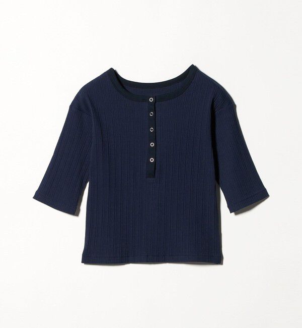 BEAUTY&YOUTH UNITED ARROWS「【WEB限定】ランダムリブ ヘンリーネック スナップ 5分袖Tシャツ」|Tシャツ・カットソー|