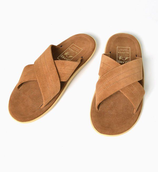 SHIPS「ISLAND SLIPPER: SHIPS(シップス) 別注 クロスストラップ サンダル」|サンダル|カーキ