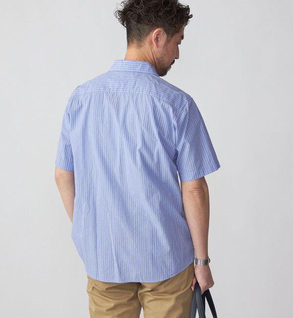 SHIPS「SHIPS: ボイル セミワイドカラー ストライプ ショートスリーブ シャツ」|シャツ・ブラウス|