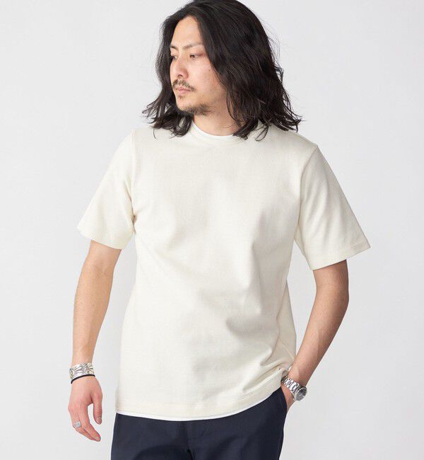 SHIPS「SHIPS: フェイクレイヤード ピケ クルーネック Tシャツ」|Tシャツ・カットソー|ナチュラル