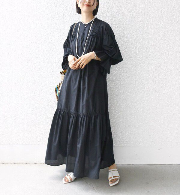 SHIPS for women「〈手洗い可能〉コットン シルク ローン ティアード ワンピース」|ワンピース|