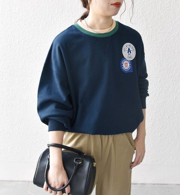 SHIPS any「SHIPS any:〈洗濯機可能〉USAコットン 裏毛 ワッペン ライン スウェット」|スウェット・ジャージ|