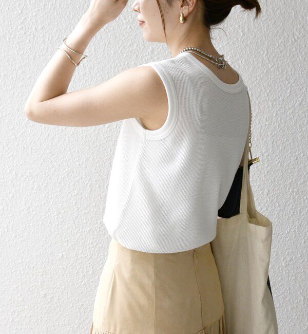 SHIPS any「《一部追加予約》SHIPS any:〈洗濯機可能〉ワッフル ヘンリーネック 2WAY ノースリーブ TEE」|タンクトップ|