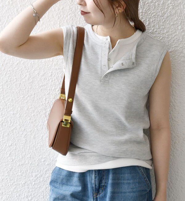 SHIPS any「《一部追加予約》SHIPS any:〈洗濯機可能〉ワッフル ヘンリーネック 2WAY ノースリーブ TEE」|タンクトップ|