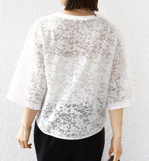 SHIPS for women「〈手洗い可能〉オーガニック コットン レース ショート スリーブ プルオーバー」|Tシャツ・カットソー|