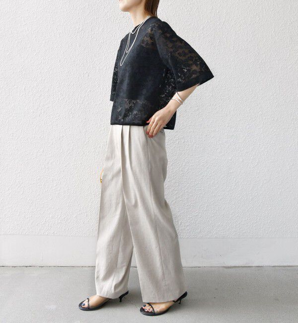 SHIPS for women「〈手洗い可能〉オーガニック コットン レース ショート スリーブ プルオーバー」|Tシャツ・カットソー|